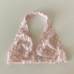Free People Galloon Lace Halter Bralette Pink